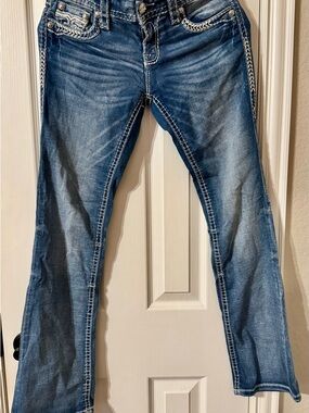 Rock Revival Distressed Blue Boot-Cut Jeans